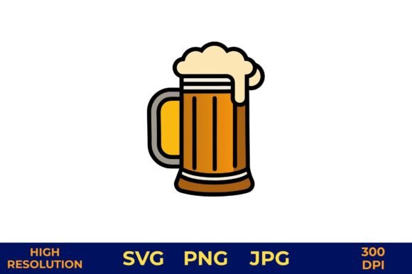 Beer Mug with Frothy Golden Ale Vector