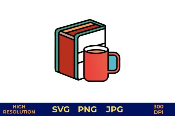 Books and Coffee Mug Vector Design