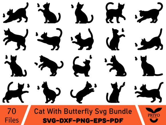 Cat with Butterfly Svg Bundle