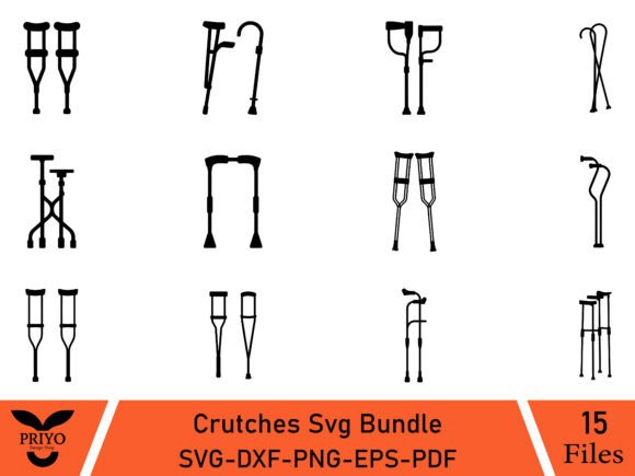Crutches Svg Bundle, Wooden Crutch Svg