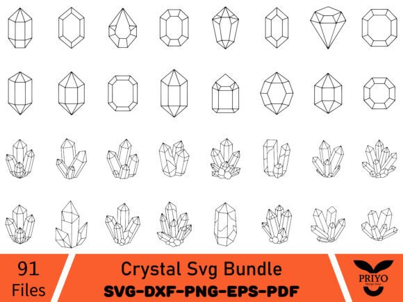 Crystal Svg Bundle, Gemstone Svg Bundle