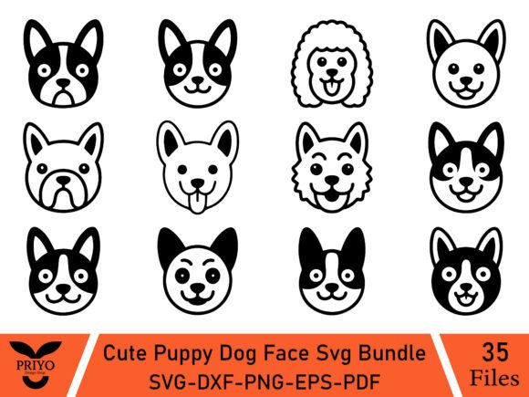 Cute Puppy Dog Face Svg Bundle