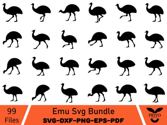 Emu Svg Bundle, Emu Silhouette SVG