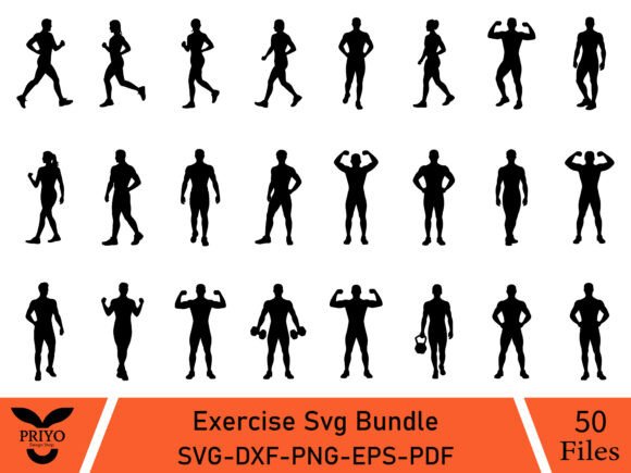 Exercise SVG Bundle, Fitness Silhouette
