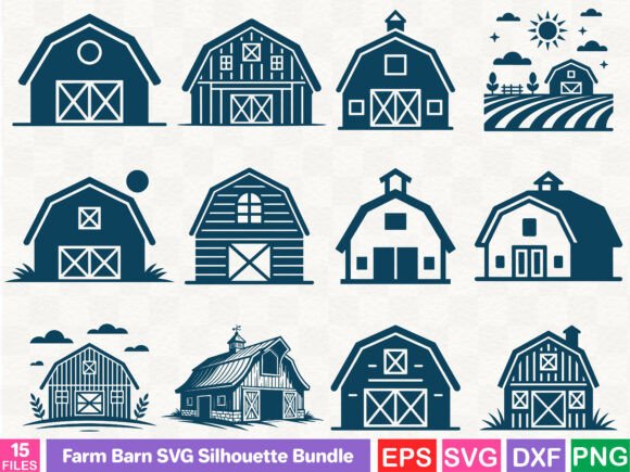 Farm Barn SVG Silhouette Bundle