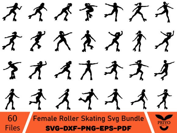 Female Roller Skating Svg Bundle