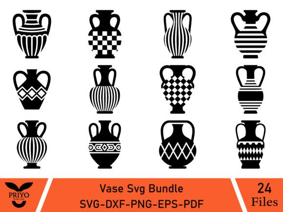 Greek Amphora Vase Silhouette SVG Bundle