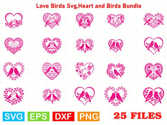 Love Birds Svg, Heart and Birds Bundle