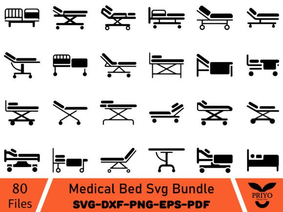Medical Bed Svg Bundle, Hospital Bed SVG
