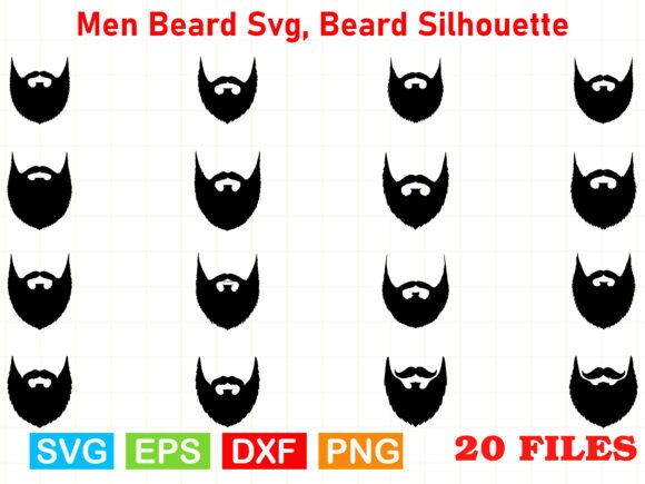 Men Beard Svg, Beard Silhouette Bundle