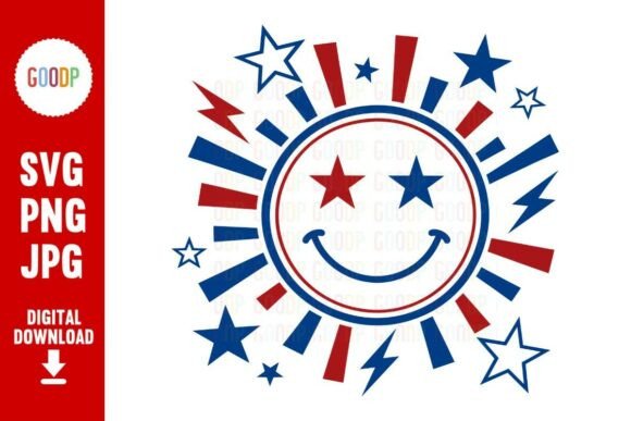 Patriotic Smiley Face 4th of July SVG