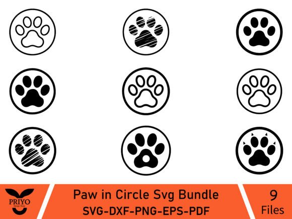 Paw in Circle Svg Bundle