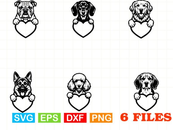 Peeking Dogs Heart Valentine Svg Bundle