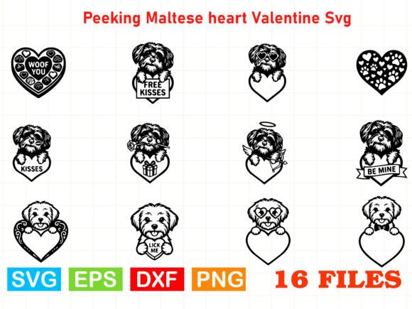 Peeking Maltese Heart Valentine Svg