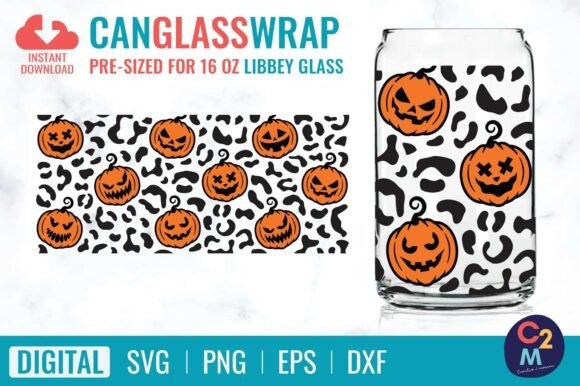 Pumpkin Leopard Libbey Glass 16oz SVG