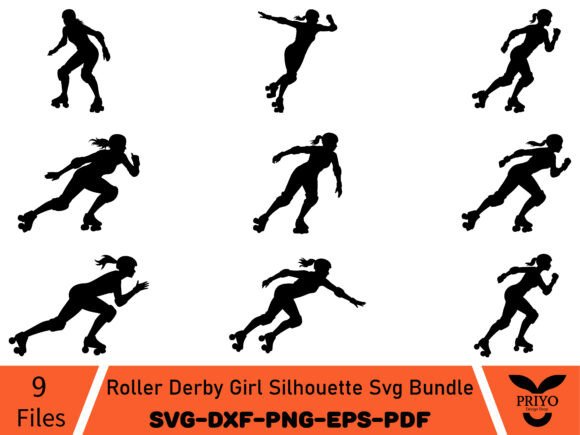 Roller Derby Girl Silhouette Svg Bundle