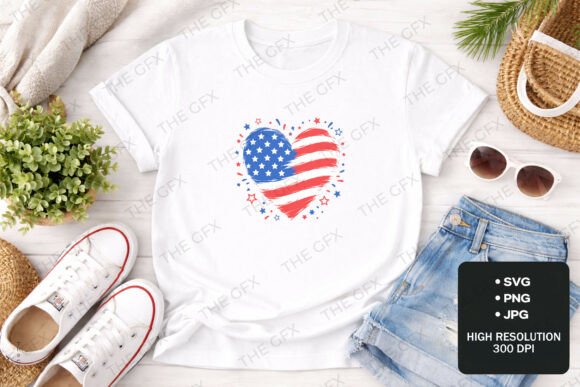 USA Flag Heart Patriotic SVG Design
