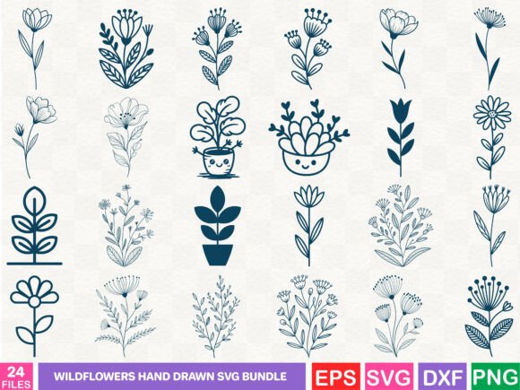 Wildflowers Hand Drawn Svg Bundle